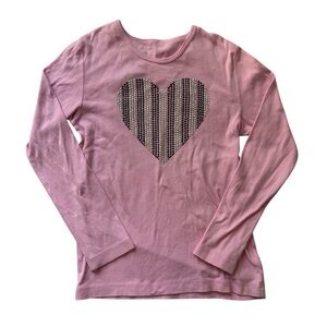 Pink rhinestone heart long sleeve top